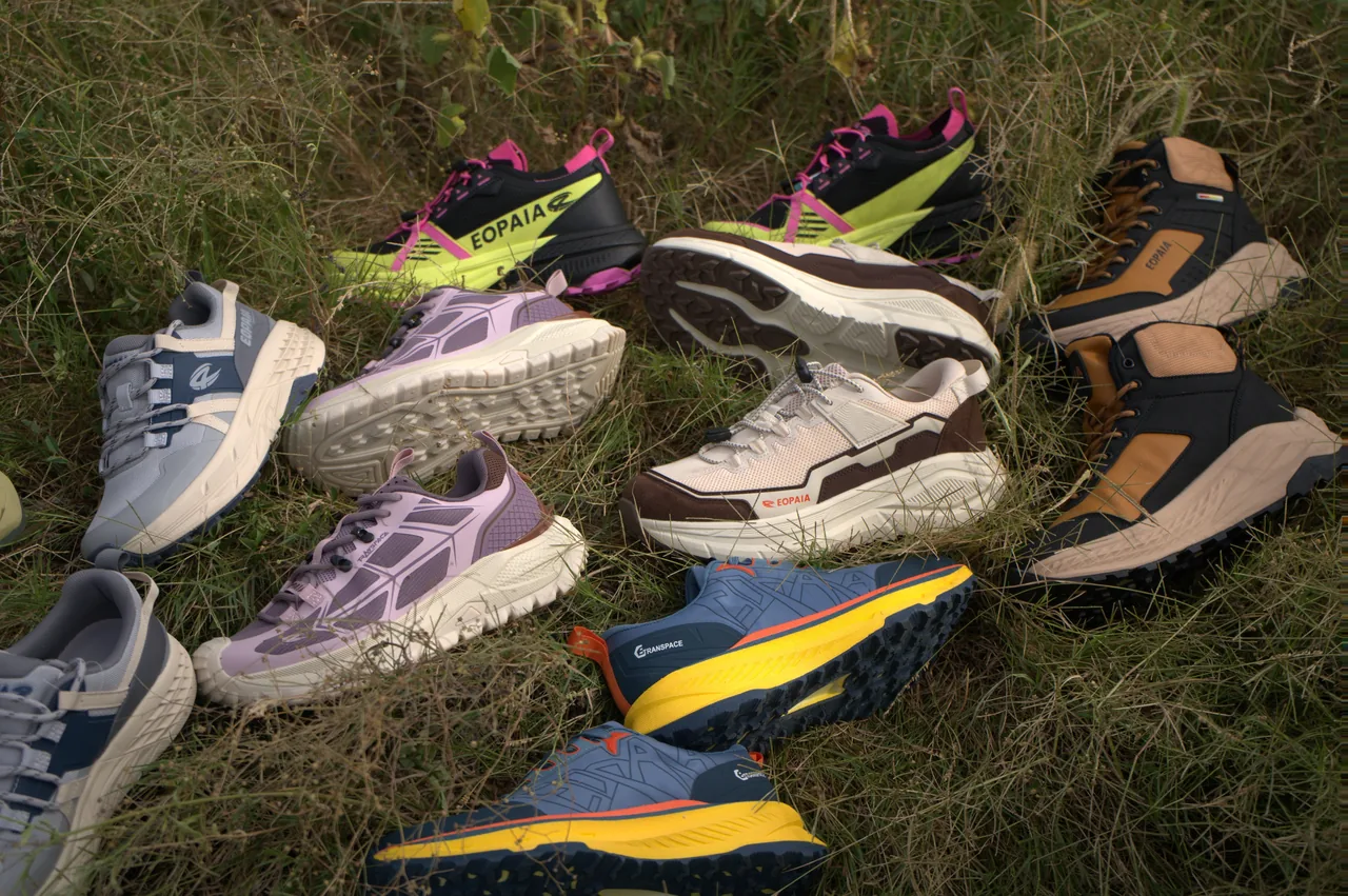 EOPAIA footwear collection photographed on grass